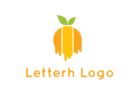 abstract melting orange with leafs logo