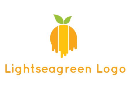 abstract melting orange with leafs logo