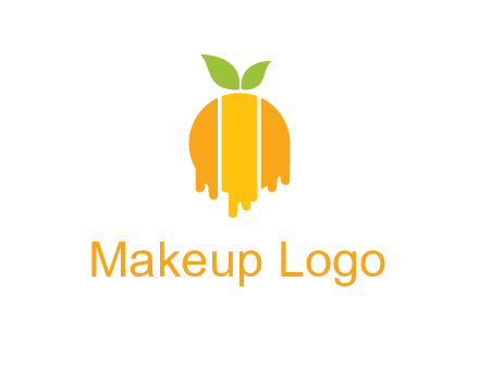 abstract melting orange with leafs logo
