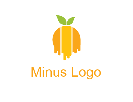 abstract melting orange with leafs logo