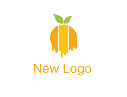 abstract melting orange with leafs logo