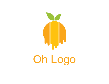 abstract melting orange with leafs logo