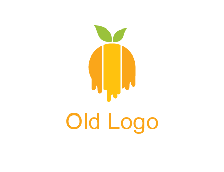 abstract melting orange with leafs logo
