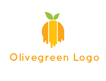 abstract melting orange with leafs logo