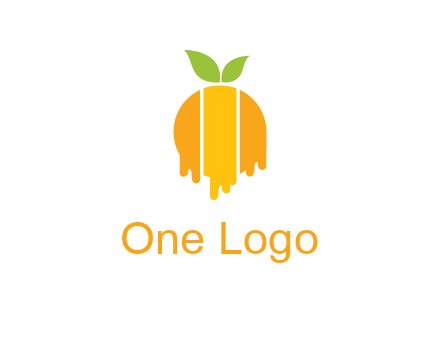 abstract melting orange with leafs logo