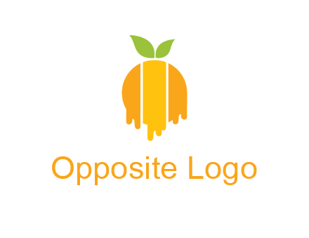 abstract melting orange with leafs logo