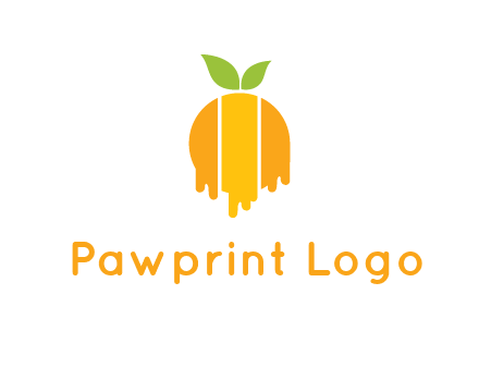 abstract melting orange with leafs logo
