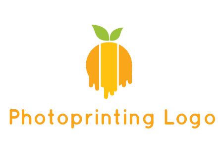 abstract melting orange with leafs logo