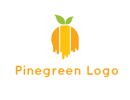 abstract melting orange with leafs logo