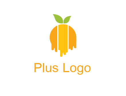 abstract melting orange with leafs logo