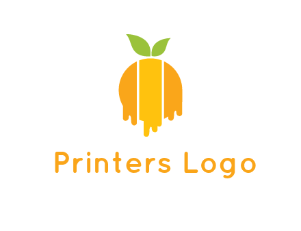 abstract melting orange with leafs logo