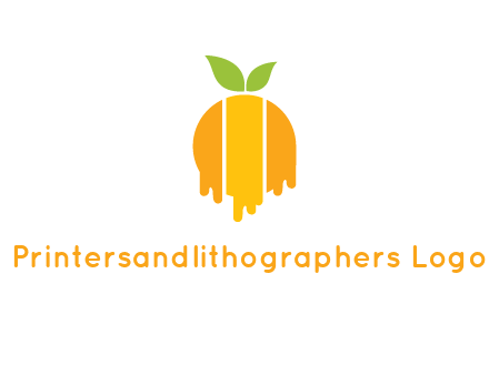 abstract melting orange with leafs logo