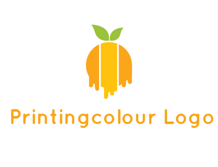 abstract melting orange with leafs logo