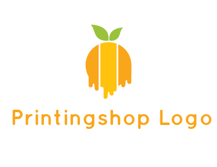 abstract melting orange with leafs logo
