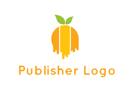 abstract melting orange with leafs logo
