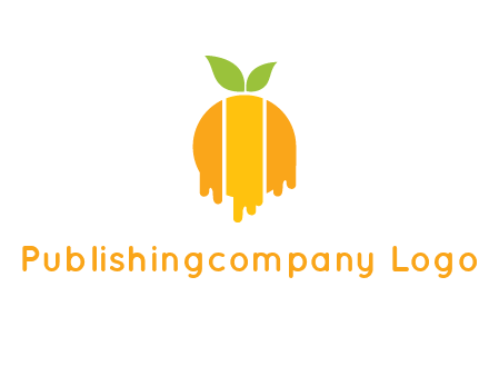 abstract melting orange with leafs logo