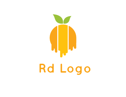 abstract melting orange with leafs logo
