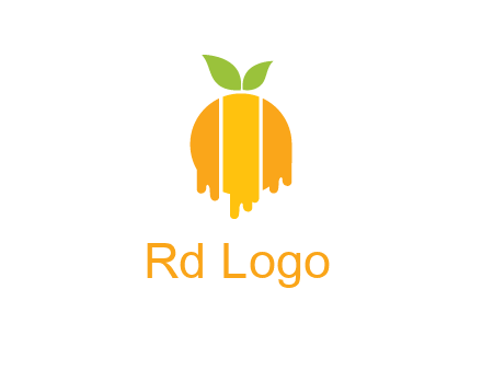abstract melting orange with leafs logo