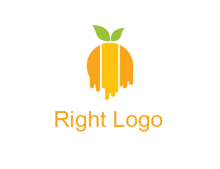 abstract melting orange with leafs logo