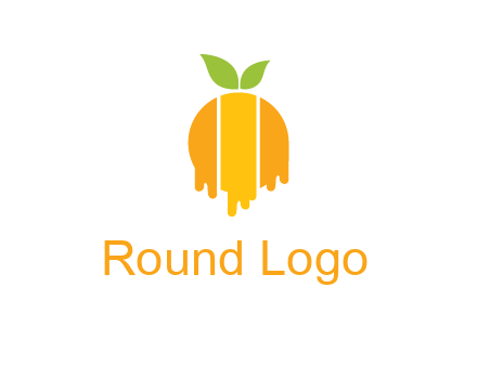 abstract melting orange with leafs logo