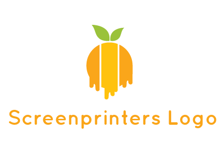 abstract melting orange with leafs logo