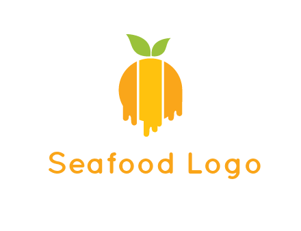 abstract melting orange with leafs logo