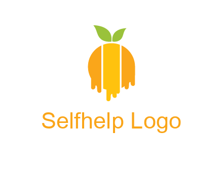 abstract melting orange with leafs logo
