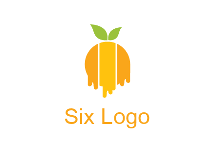 abstract melting orange with leafs logo