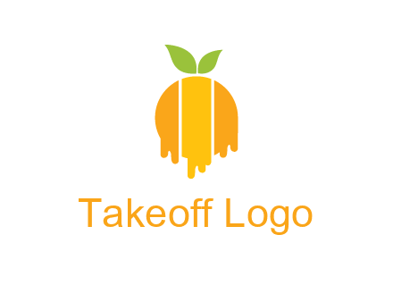 abstract melting orange with leafs logo