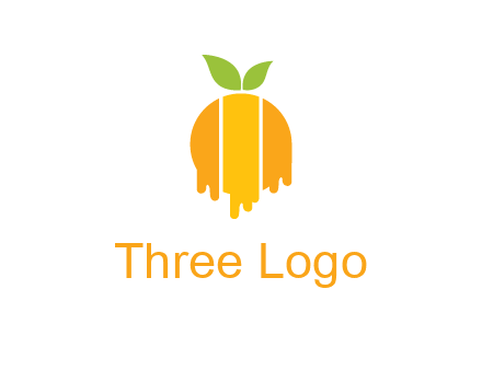 abstract melting orange with leafs logo