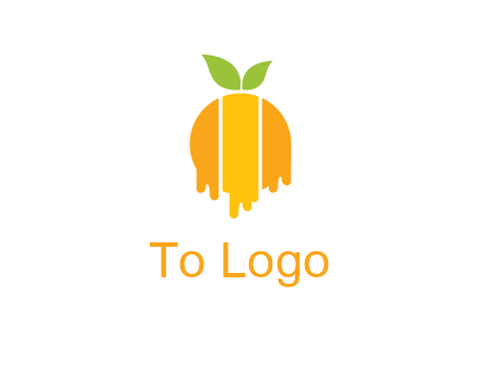 abstract melting orange with leafs logo