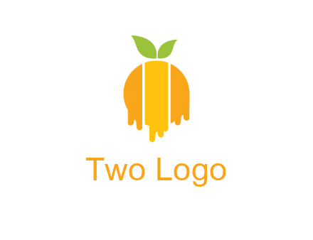 abstract melting orange with leafs logo