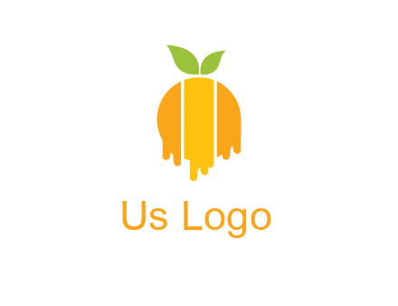 abstract melting orange with leafs logo