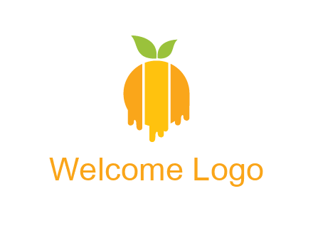 abstract melting orange with leafs logo