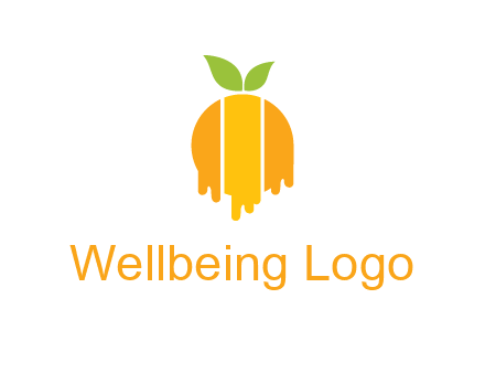 abstract melting orange with leafs logo