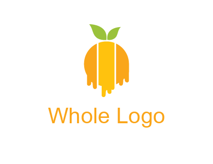 abstract melting orange with leafs logo