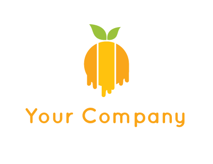 abstract melting orange with leafs logo