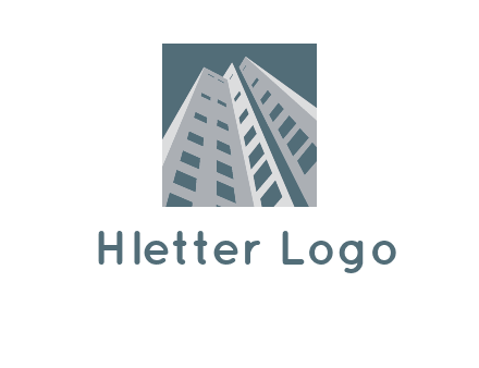 abstract buildings inside the square logo