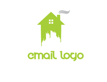 city escape inside the house with fire chimney logo