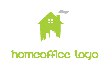 city escape inside the house with fire chimney logo