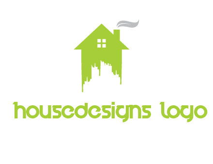 city escape inside the house with fire chimney logo