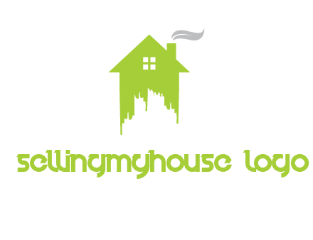 city escape inside the house with fire chimney logo