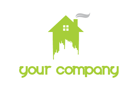 city escape inside the house with fire chimney logo