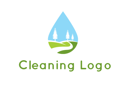 landscape inside the water drop logo