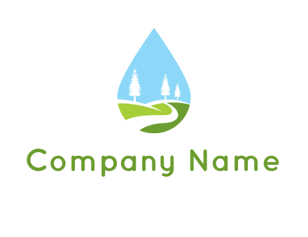 landscape inside the water drop logo