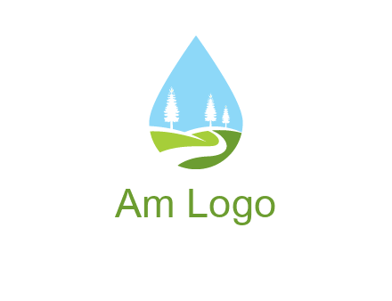 landscape inside the water drop logo