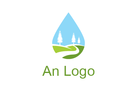 landscape inside the water drop logo
