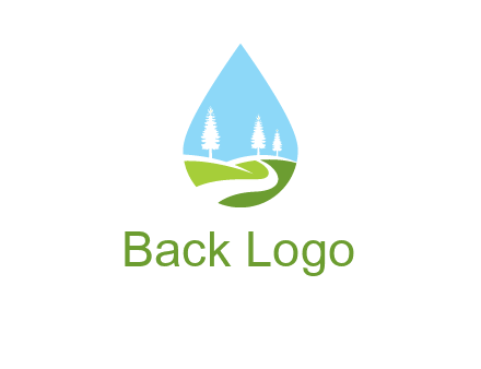 landscape inside the water drop logo