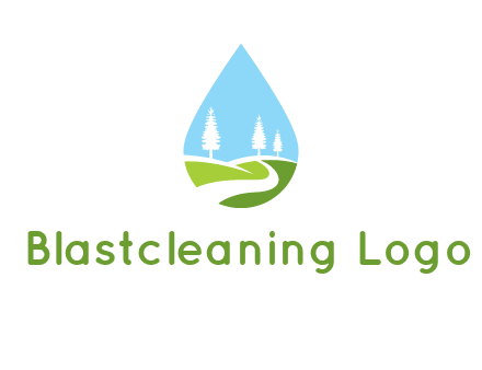 landscape inside the water drop logo