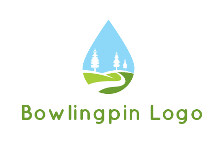 landscape inside the water drop logo